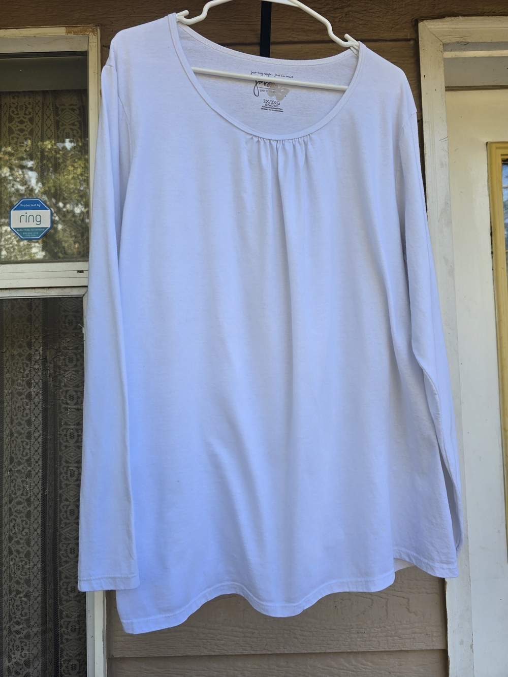 Just My Size White Long Sleeve Scoop Neck Top - 3XL